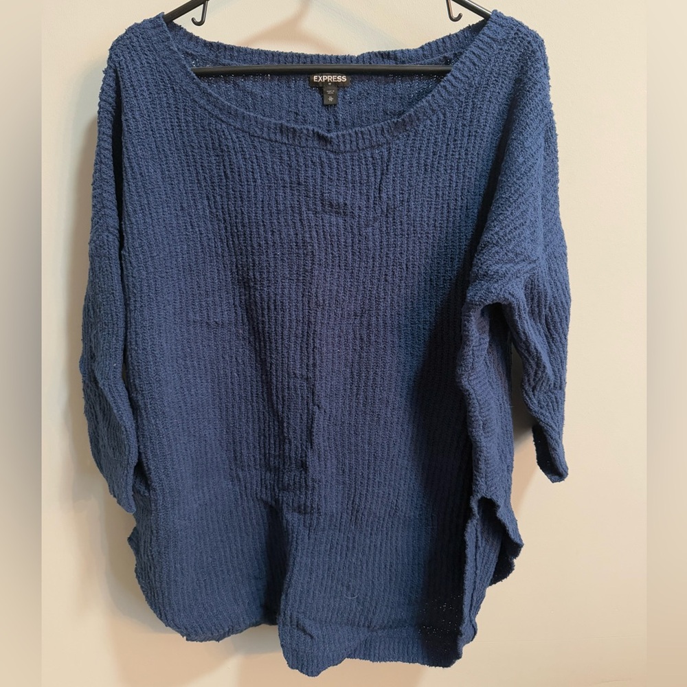 Express navy blue knit sweater 3/4 sleeves
